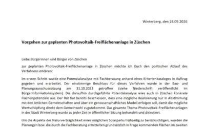 Antwort auf die Nachricht vom 12. September zur Photovoltaik-Freiflächenanlage